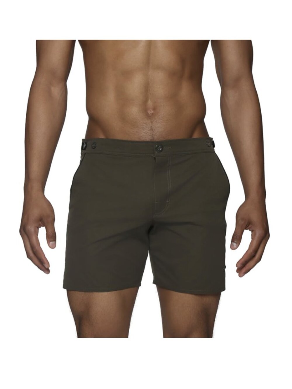 Parke & Ronen Mens Catalonia Swim Shorts Size 30 Stretch Army Green 6" Beach